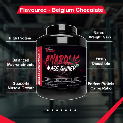 Muscle Performance Anabolic Mass Gainer With Steel Shaker 40g Protein, Added Vitamins Weight Gainers/Mass Gainers(2.5 kg, Belgium Chocolate)