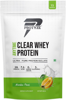Protyze Anytime Clear whey Isolate 15 serving Whey Protein(480 g, Nimbu Pani)