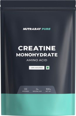 Nutrabay Pure Micronised Creatine Monohydrate | Pre/Post Workout Supplement -100 Gram Creatine(100 g, Unflavored)
