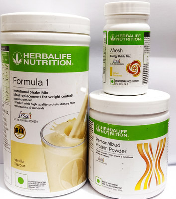 HERBALIFE Formula 1 Vanila Flavor 500g With Protine Powder 200g + Lemon Afresh 50g Plant-Based Protein(750 g, Vanila - Lemon)