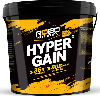 ROBONUTRITION Hyper Gain High protein Gainer 36g Protein , 808 Calories 11lbs Weight Gainers/Mass Gainers(5 kg, VANILLA)