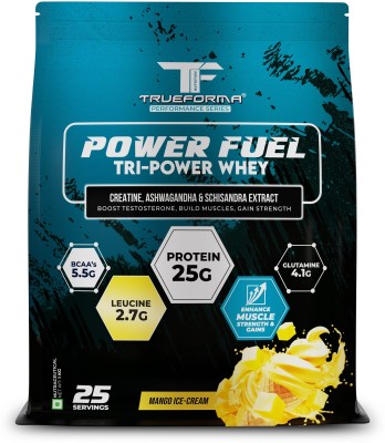 TRUEFORMA Power Fuel Whey - (Creatine, Ashwagandha & Schisandra Extract) Whey Protein(1 kg, Mango Ice-cream)