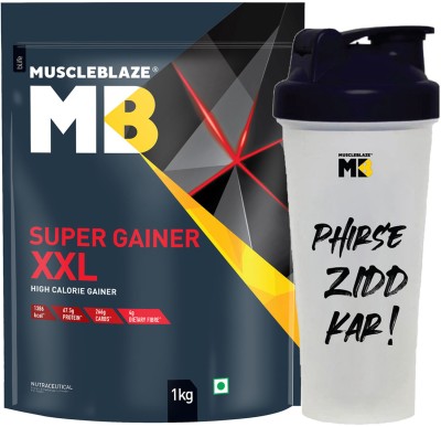 MUSCLEBLAZE Super XXL, For Muscle with Shaker, 650 ml Weight Gainers/Mass Gainers(1 kg, Chocolate Bliss)