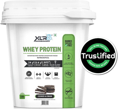 XLR8 Whey Protein with 24 g protein, 5.4 g BCAA Whey Protein(8 pounds, Cookies & Cream)