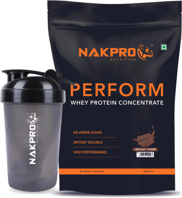 Nakpro Perform Whey Protein Concentrate with Protein Shaker Bottle Whey Protein(1000 g, Chocolate)
