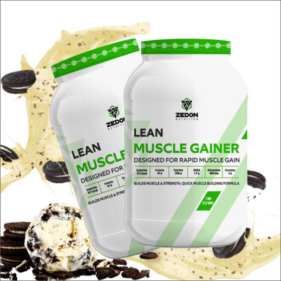 Zedon Nutrition Lean Muscle Gainer / Muscle Mass Gainer New Packaging with Improved Formula Weight Gainers/Mass Gainers(1 kg, Cookies & Cream)