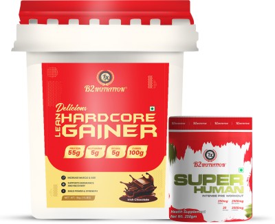 B2 Nutrition Delicious Hardcore Lean Gainer-5Kg & Pre-Workout(Mango) Combo Pack Weight Gainers/Mass Gainers(5250 g, Irish Chocolate)
