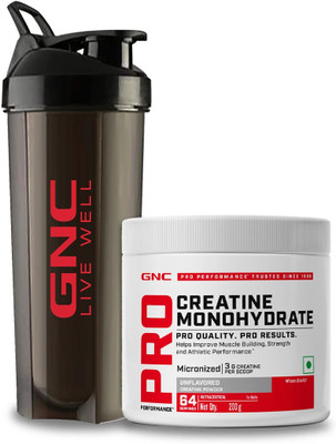 GNC Creatine Monohydrate With Black Shaker (750ml) Creatine(200 g, Unflavoured)