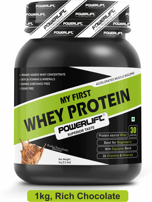 POWERLIFT My First Protein, Whey Protein With Multivitamin & Mineral, Added Digezyme Whey Protein(1 kg, Rich Chocolate)