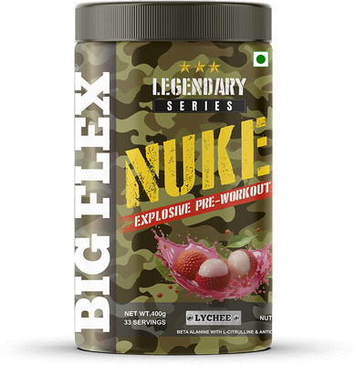 Bigflex Nuke Pre Workout - Litchi Flavour (400 Gm) - L - Citrulline - Creatine HCL Creatine(400 g, Litchi)