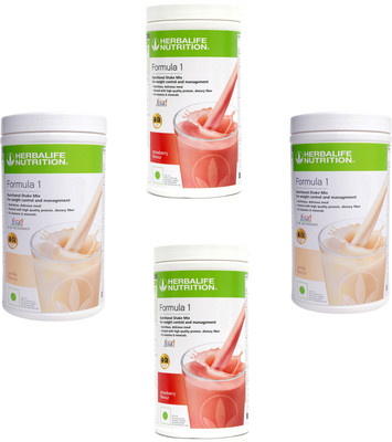 HERBALIFE Formula 1 Shake Strawberry & Vanilla Flavor 4 PIECES Protein Shake(2000 g, Strawberry, Vanilla)