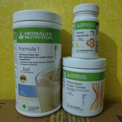 HERBALIFE WEIGHT LOSS COMBO F1 KULFI SHAKE PROTEIN POWDER 200GM AFRESH LEMON Protein Bars(3 pounds, kulfi shake, afresh lemon, ppp200gm, p200gm)