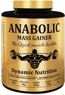 Dynamic Nutrition Anabolic Mass Gainer With High Calories 1340 (3kg 6.6Lbs Mango) Weight Gainers/Mass Gainers(3 kg, MANGO)