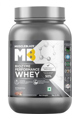 MUSCLEBLAZE Biozyme Performance Whey Protein Powder, 25g Protein Per Scoop Whey Protein(1 kg, Chocolate Hazelnut)