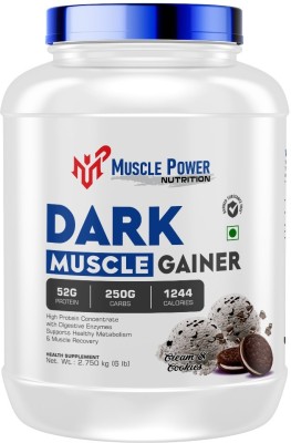 Muscle Power DARK MUSCLE GAINER(HIGH PROTEIN CONCENTRATE WITH DIGESTIVE ENZYME) 6LBS Weight Gainers/Mass Gainers(2.7 kg, CREAM & COOKIES)
