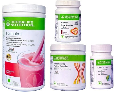 Herbalife Nutrition Herbalife Strawberry Shake + Cell U Loss + Afresh Lemon + Protein Powder 200gm Protein Blends(10 g, HN)