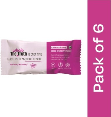The Whole Truth Cocoa Cranberry Fudge | Pack of 6 x 40g | Energy Bars(240 g, Cocoa Cranberry Fudge)