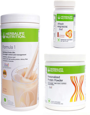 Herbalife Nutrition FORMULA1VANILLA 500 G PROTIEN 200 G AFRESH ENERGY DRINK CINNAMAN 50 G Protein Shake(75 kg, VANILLA)
