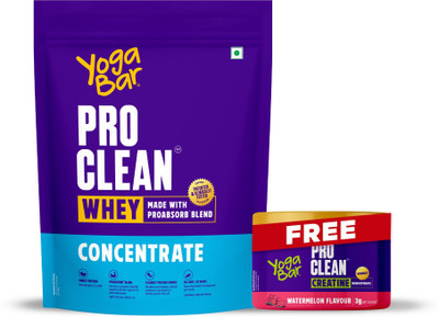 Yogabar ProClean Whey Protein Concentrate 1kg with Free Creatine 114gm Whey Protein(1114 g, Unflavoured, Watermelon)