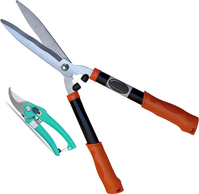 Inditrust Heavy duty 1pc Orange Hedge Shear 54cm & 1pc Flower cutter Bypass Pruner(Manual)