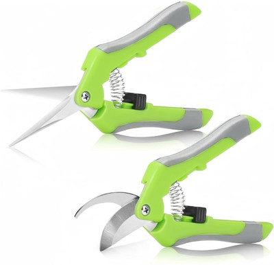 ORTIZA Pruning Shears Garden Snip Shear 6.6 Stainless Steel Scissor Spring Loading Labor Saving Garden Snip with Safety Lock Bypass Pruner(Manual)