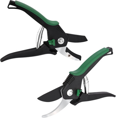 OUTO 2 Pcs Garden Pruner Set Heavy Duty 8 Inch Plant Cutter Grass Scissors Cutting Trimming Edging Gardening Pruning Tool for Lawn Bypass Pruner(Manual)