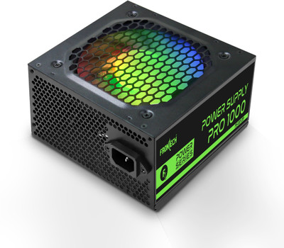 Frontech PRO 1000 Gaming Power Supply, RGB 120mm Fan, PCI-E (6+2) Pin, OCP/OVP/SCP 600 Watts Computer PSU with 3 SATA Cables(Black)