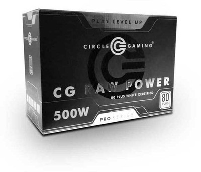 Circle CG 500W 80 PLUS WHITE 500 Watts Computer PSU with 5 SATA Cables(Black)