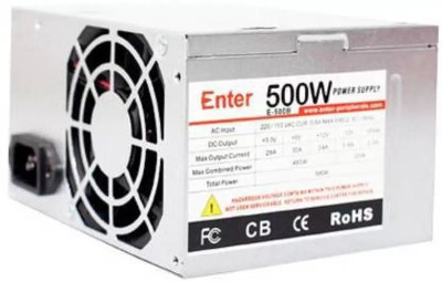 Enter e-500 new model 500 Watts Computer PSU with 2 SATA Cables(Silver)
