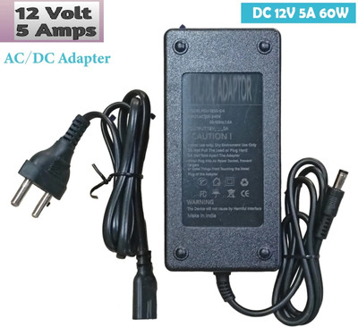 BALRAMA 12 Volt 5 Amp DC Adaptor SMPS Power Supply AC to DC Converter 12V 5A Charger 60 Watts Computer PSU with 2 SATA Cables(Black)