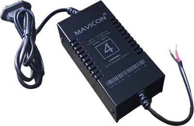 MAVICON 4 channel smps for cctv camera power supply single out 12V 5a 4 camera adapter Worldwide Adaptor(Black)
