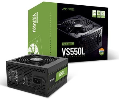 Ant Esports VS550L Power Supply 550 Watts Computer PSU with 4 SATA Cables(Black)