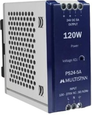 Multispain 5A 24V 120W SMPS Power Supply for Industrial Use | PS24-5A Module 120 Watts Computer PSU with 0 SATA Cables(Blue, White)