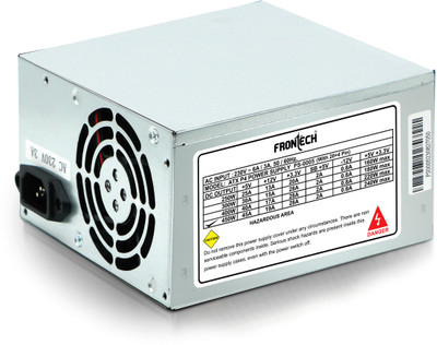 Frontech PS-0005 SMPS Compliant with ATX 12V, 20/24 Pin Power Supply Unit 450 Watts Computer PSU with 2 SATA Cables(Silver)