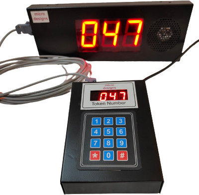 microdesigns 3-digit Token Display System with Tamil voice announcement; 5 m cable Indoor PA System(25 W)