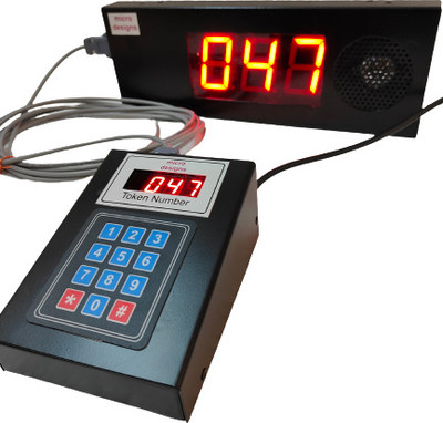 microdesigns 3-digit Token Display System with English voice announcement; 5 m cable Indoor PA System(25 W)
