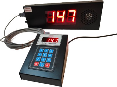 microdesigns 3-digit Token Display System with Tamil & English voice announcement; 5 m cable Indoor PA System(25 W)