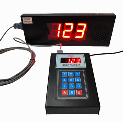 microdesigns 3-digit Token Display System; Malayalam & English voice announcement; 5 m cable Indoor PA System(25 W)