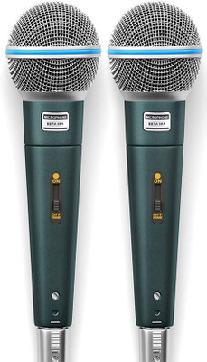 BALRAMA 2pc Microphone Beta 58A Dynamic Cardioid Vocal Wired Mic with XLR Cable Mike 58 Unidirectional Multi-Purpose Public Address PA Studio Meeting Dynamic Microphone(Blue)