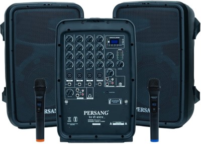 Persang Professional Suitcase Speaker with 2 UHF Mics | 20.32 cm Dual Woofer-100+100 W Concert 2.0 Wireless Outdoor PA System(200 W)