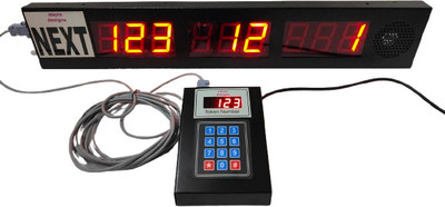 microdesigns 3-numbers Token Display system with English voice announcement; 5 m cable Indoor PA System(10 W)