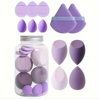 RUBY FACE 12pcs 4 Blenders,3Mini Blenders,3Mini Finger puff,2 triangle puff & Storage Jar