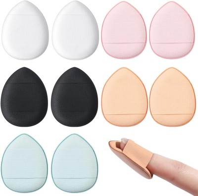 RUBY FACE 10 Pcs Finger Makeup Puff Soft Cosmetic Beauty Blender And Finger Holder Sponge