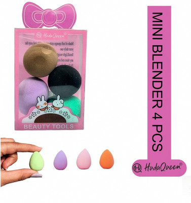 HUDAQUEEN Mini Foundation Puff 4 Pc Set for Spot Correction color may vary