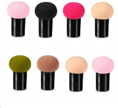 Yuvami's Elastic Soft Mushroom Shape 8 Pcs Beauty Blender with STORAGE BOX (Multicolor)