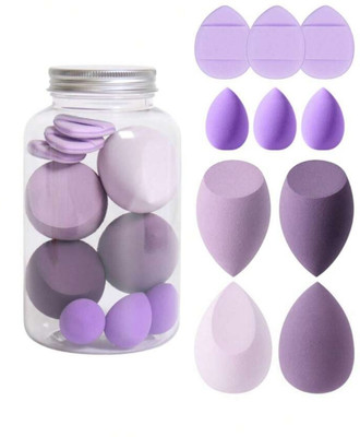 feelhigh Glamour On-the-Go: 10pcs Cosmetics Sponge Set in Portable Storage Jar