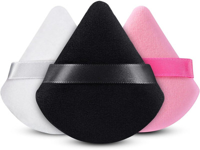 Rsentera Triangle Shape Powder Puff Washable Mini Cosmetics Soft Cotton pack of 3