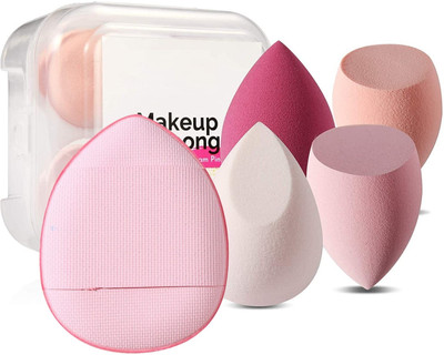 Beautiflame 4pcs Soft Makeup Blender With Storage Box & 1 Finger Soft Makeup Puff