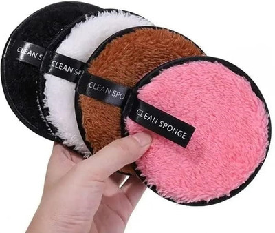 EMBREVEL 4 Pcs Round Makeup Removal Sponges - Double Layer, Reusable,