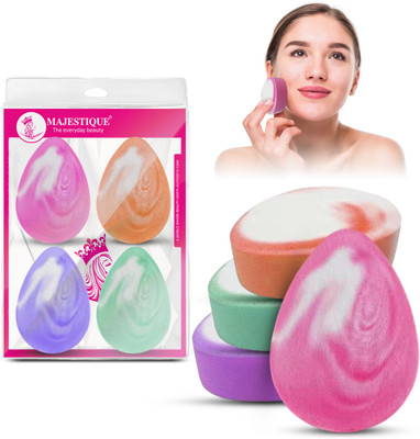 MAJESTIQUE Drop Shape Soft Makeup Sponges for Flawless Blending - 4Pcs/Multicolour